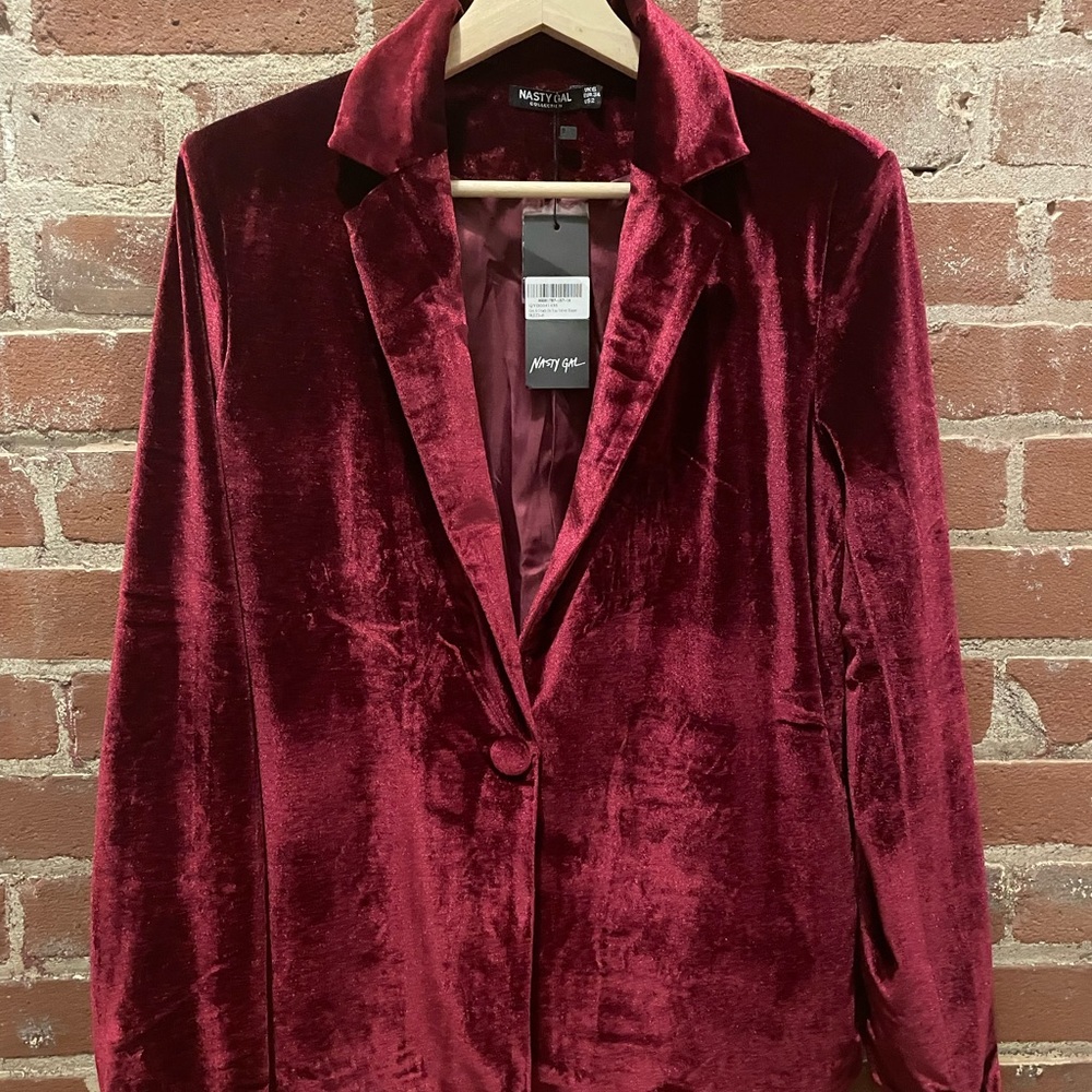 Red Velvet Blazer from Nasty Gal